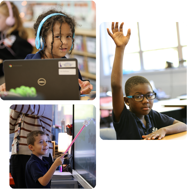 Students engaged in various activities in a science lab, showcasing teamwork and experimentation